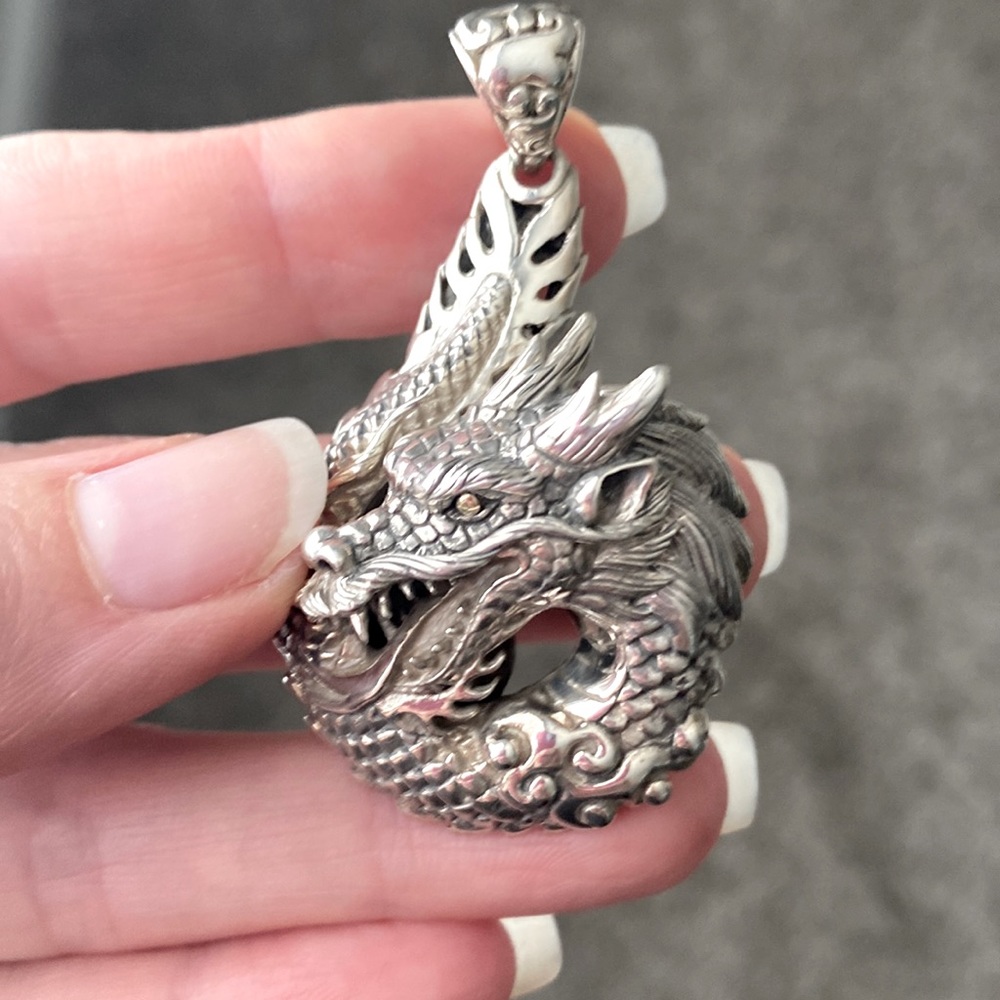 Sterling silver dragon pendant with chain